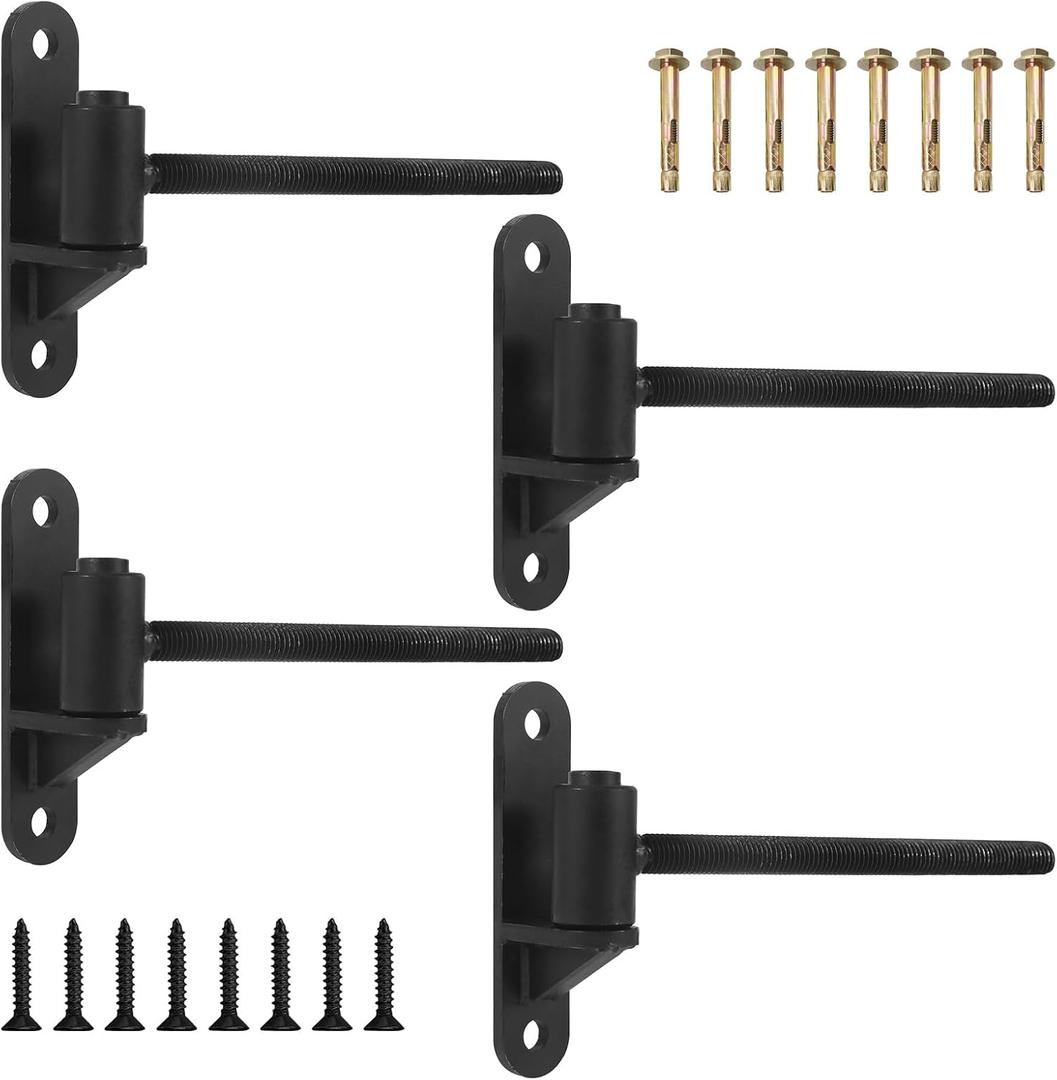 4 Pack 8'' J Bolt Gate Hinge, Wall Mount Gate Hinges for Wooden Fence Metal Gate, Heavy Duty Carbon Steel Farm Gate Hinge with Screws