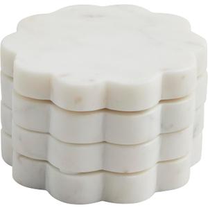 Mud Pie Scallop Marble Coaster Set; 4" X 4"