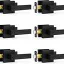 Plustool 6 Pack Matte Black Door Handles Interior, Keyless Interior Door Knobs, Privacy Door Locks for Bedroom Bathroom, Heavy Duty Square Door Lever Locksets, Reversible for Left & Right Handled Doors