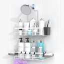 AKTECKE Shower Caddy Hanging Bathroom Organizer: Rustproof Shelf for Inside Shower - No Drilling Racks Over Showerhead - Bath Shelves for Shampoo Soap (White)