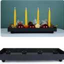TELOSMA Advent Candle Holder - 4 Candlestick Seats, Matte Black Iron Candle Tray for Taper Candles - Autumn Thanksgiving Christmas Dining Table Kitchen Island Fireplace Mantel Centerpieces Decoration