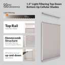 DEZ FURNISHINGS Cordless 1.5" Light Filtering Top Down Bottom Up Cellular Shade, 33" W x 48" H, Gray Cloud