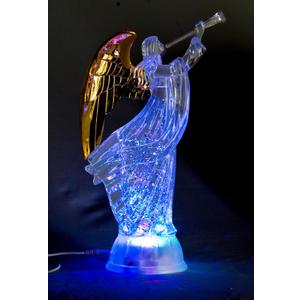 Dalax- Electric-Led Light Up 12'' Angel Trumpet Statue Figurines Home Decorations Gold Angels Wings Statue Christmas Ornaments Snow Globe