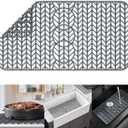 AWOKE Sink Protectors for Kitchen Sink - 29"x 15.35" Sink Mat - Heat-resistant Easy-clean Silicone Sink Mat - for Protection of Stainless Steel Sink - with 3 Reserved Holes (Grey)
