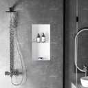 Neodrain 2-Tier 24X12Inch White Shower Niche, Rimless Bathroom Wall Niche Recessed Stainless Steel Waterproof Tile Ready Shower Cubby for Bathroom Storage Organizer