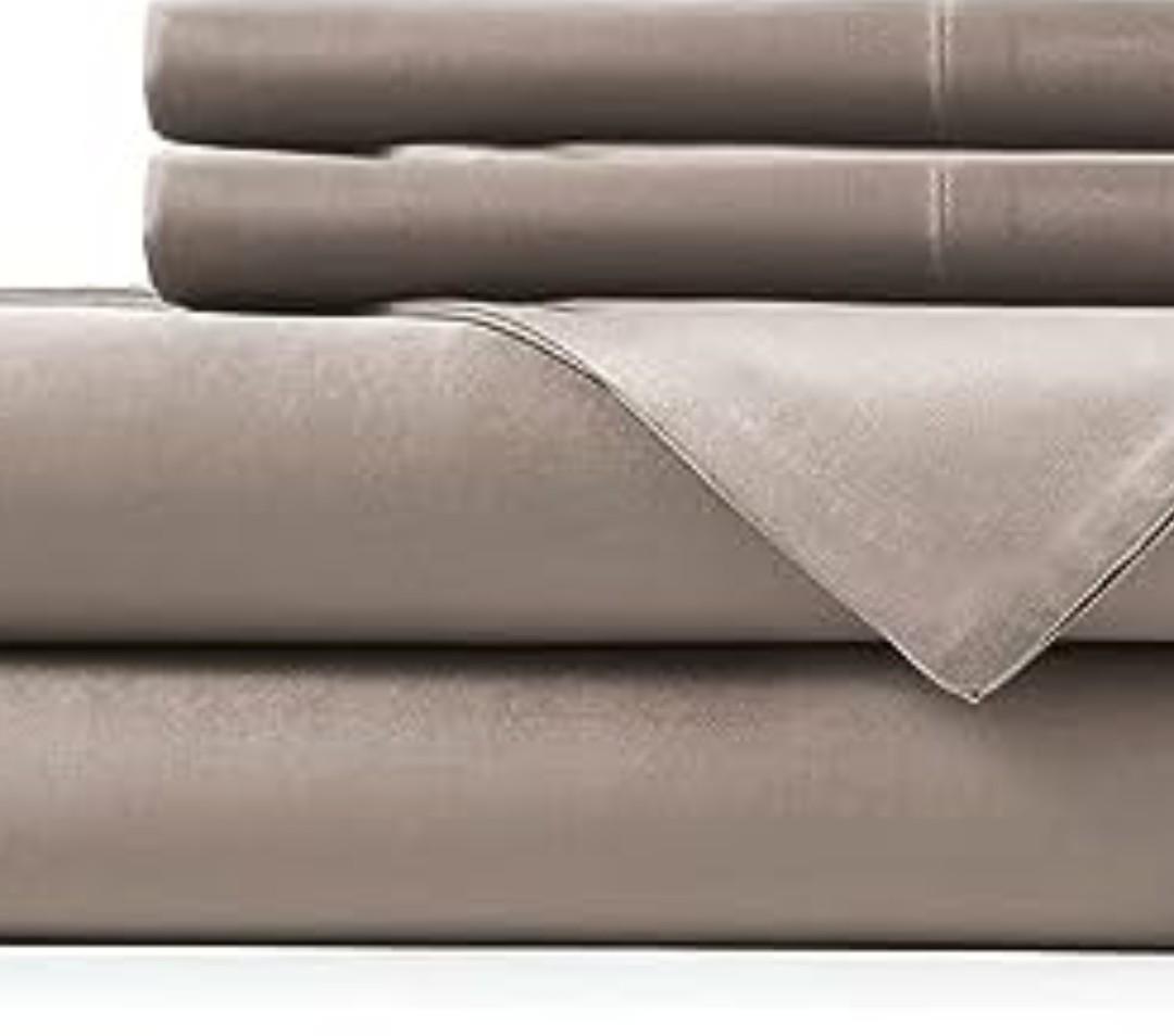 Hotel Sheets Direct 4 Piece Bed Sheet Set Queen Size, 100% Viscose Derived from Bamboo Sheets Set with 2 Pillowcases, Cooling & Breathable Luxury Bedding, Moisture-Wicking & Silky Soft Texture, Sand