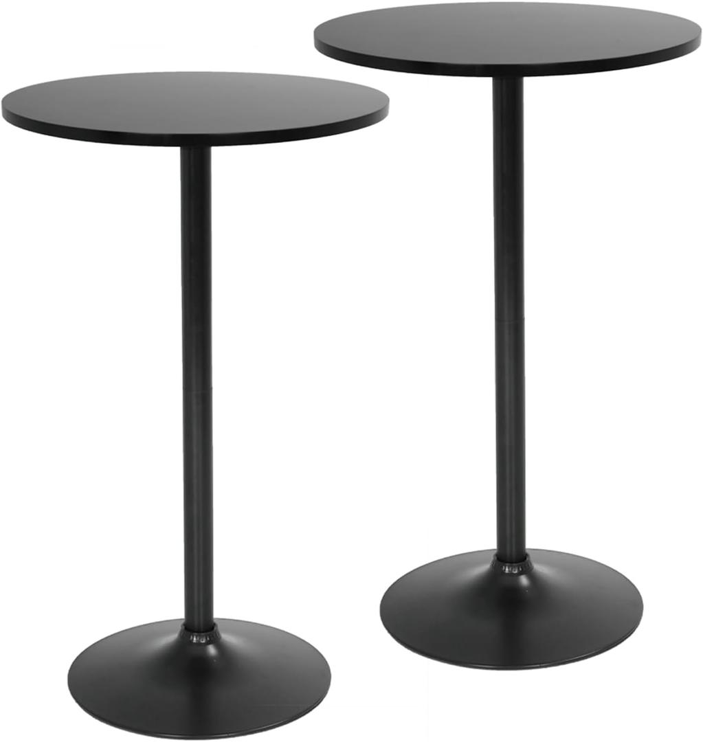 FDW Bistro Pub Table 2 Pack 40 Inch Height Cocktail Table Round Bistro Bar Table for Home and Kitchen Dining (Black)