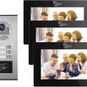 Multi-Unit Home Apartment Visual Intercom Doorbell System,7 Inch Monitor Wired Video Doorbell Door Phone Kits,IR Camera,Motion Detection, Swipe Card, Monitor, Tuya APP (1 doorbell +3 Monitor)