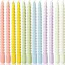 10 Inch Cream Spiral Taper Candles for Home Decoration, 12 Pack Candy-Color Candlesticks for Dinner Party Wedding Holiday