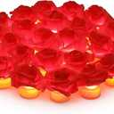 VIHOSE 24 Pack Red Rose LED Candles with Artificial Flowers, 200+Hour Battery Operated Tea Lights Candles for Centerpiece Table Wedding Anniversary Party Decorations(Red)