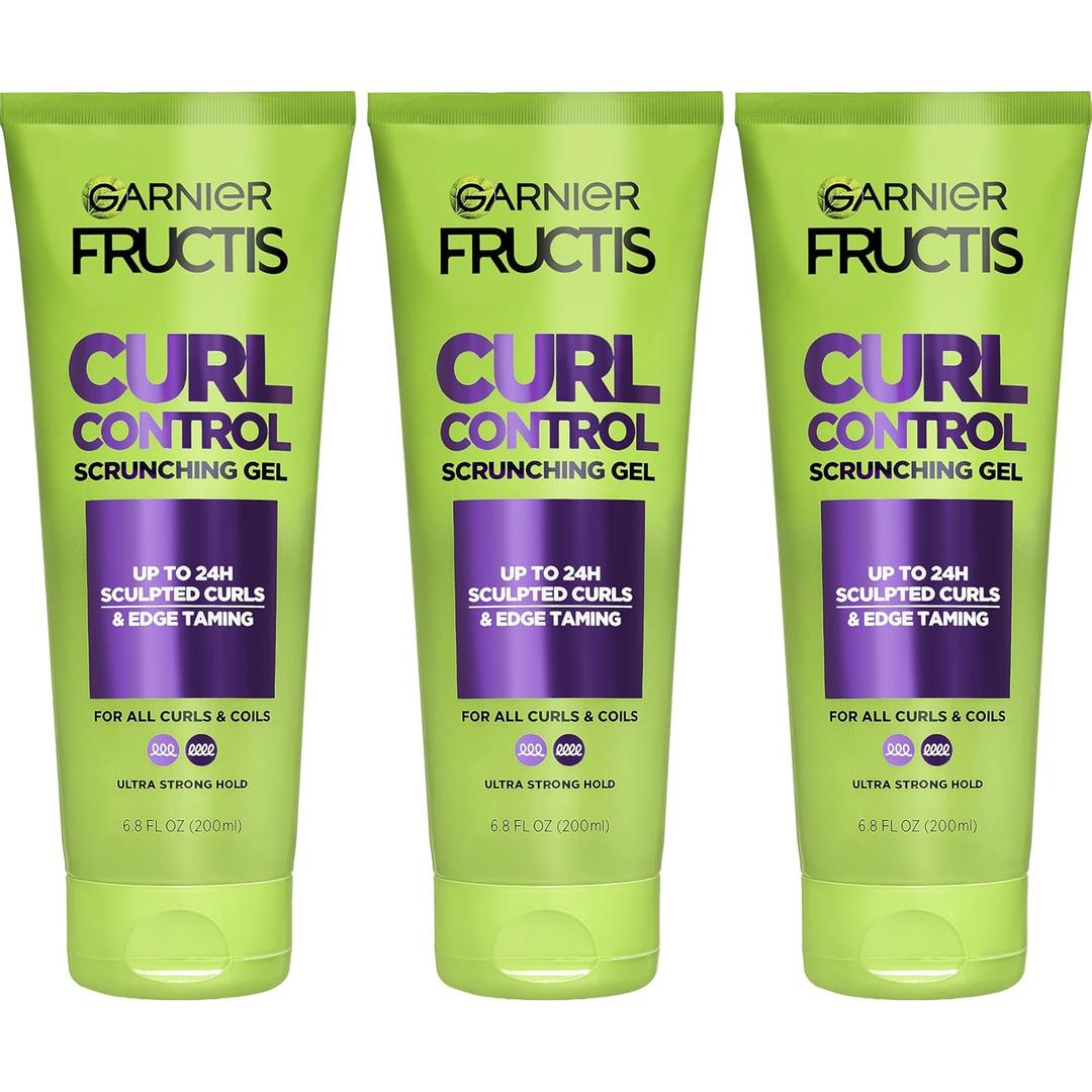Garnier Fructis Style Curl Scrunch Controlling Gel for Shape & Shine, 6.8 Fl Oz, 3 Count