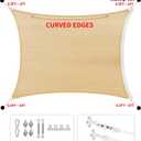 16' x 20' White Rectangle Sun Shade Sail Canopy Durable Fabric UV Block Awning, We Make Custom Sizes