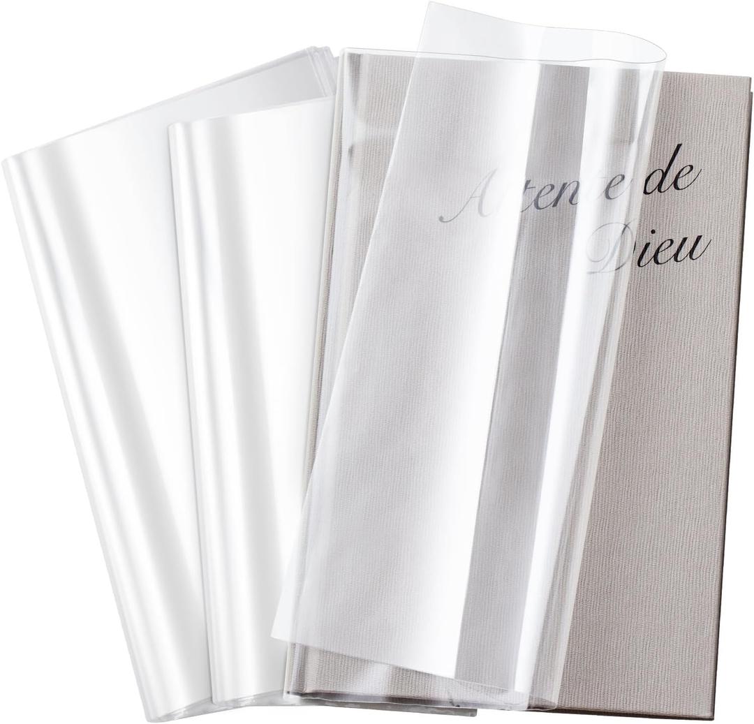 ReliThick 100 Pack Adjustable Transparent Book Covers 9.5 x 15 Inches Clear Plastic Waterproof Covers, with Self Adhesive Closure, Protector Against Dust, Wear, Paperback Sleeve for Books