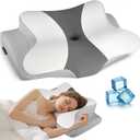 Cervical Neck Pillow for Pain Relief - Ergonomic Side Sleeper Pillow for Neck Support, Cooling Cervical Pillow for Sleeping, Contour Orthopedic Memory Foam Pillows for Back Stomach Sleepers