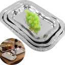 3Pack Silver Serving Trays Set,Vintage Floral Engraved Mirror Decorative Tray,Silver Platter Tray for Whiskey, Cookies, Charcuterie, Snacks, Desserts, Fruit, Party Food Display