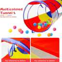 PigPigPen Kids Tunnel for Toddlers,Pop Up Play Tunnel Tent for Babies or Dogs, Indoor & Outdoor Toys for Kids Backyard Playset. (Red,Yellow,Blue Play Tent with mesh)