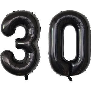 Number Balloons Black Party Balloon - Giant Number 30 Balloon, 40 Inch Large Balloon for 30th Birthday Decorations, Black Party Supplies for Men Women