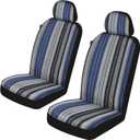 Baja Saddle Blanket Car Seat Covers Front Set, Washable Breathable Striped Woven Cloth Seat Covers for Cars, SUV, Truck,Airbag Compatible(Blue)