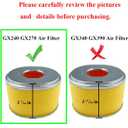 2 Pack GX240 GX270 Air Filter w/spark plug for Honda 8HP 9HP Engine Air Filter Plus Foam Pre Filter 17210-ZE2-505 17210-ZE2-822 17210-ZE2-515