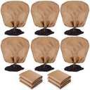 Wesnoy 6 Pcs Winter Plant Covers Freeze Protection Reusable Plant Protector Bag with Drawstring Warm Shrubs Cover Frost Protection Planting Jacket Bags for Outdoor Garden, Brown (39.4 x 39.4 Inch)