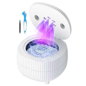 Ultrasonic Retainer Cleaner Machine, 45khz 25W Dental Cleaning Pod for Denture, Mouth Guard, Aligner, Night Guard, Braces, Ring and Jewelry, 200ml Portable