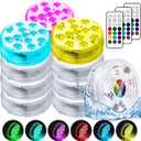 LOFTEK Submersible LED Lights with Remote, 12 LED Pool Lights for Inground Above Ground Pool with Magnets &Suction Cups,16 Color Changing Underwater Light for Pond Battery Operated, 12 Pack