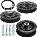 2 Pack 532194326 V-Groove Idler Pulley & 532194327 Idler Pulley & 532130969 Belt for Husqvarna Riding Lawn Mowers 280-6630, 194327, 194326, LGT 2654, YTH 1542 XPT, YTH 20 K 46, YTH 2348, YTH 2454