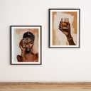 African American Women Canvas Wall Art Abstract Black Girl Wall Decor Afro Girl Wine Whisky Canvas Prints Set of 2 Modern Aesthetic Pictures Decor for Living Room Bedroom Bar, 12x16 Inch Unframed 2Pcs
