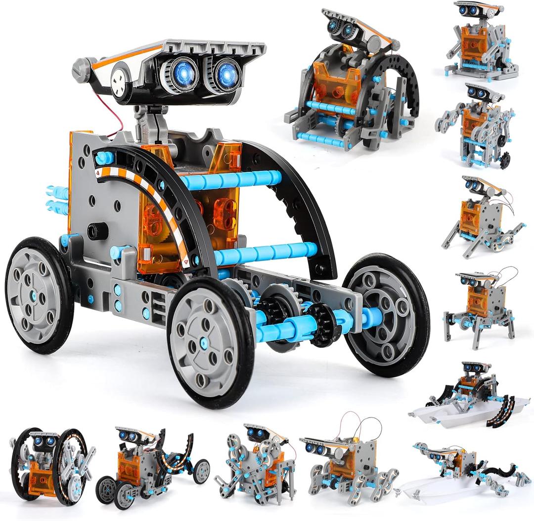 Lucky Doug Toys for Ages 8-13, 12-in-1 STEM Solar Robot Kit Toys Gifts for Kids 8 9 10 11 12 13 Years Old, Educational Building Science Experiment Set Birthday for Kids Boys Girls (Grey)