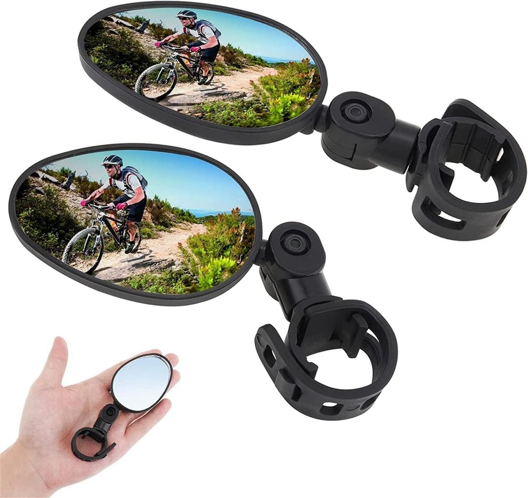 2 Packs Bike Mirror  360 Rotatable & Foldable Handlebar Mount,Wide Angle Rearview Mirror, Shockproof & Scratch Resistant Glass Lens,Suitable for Road/Mountain/E-Bikes, Scooter, Motorcycle