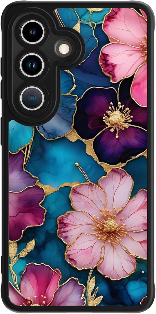FUNMIKO for Samsung Galaxy S26 Plus Case Wireless Charging & Military-Grade Protection - Trendy Floral Design for Women Girls, Matte Phone Cover with Shockproof Corners - Vibrant Flower Pattern