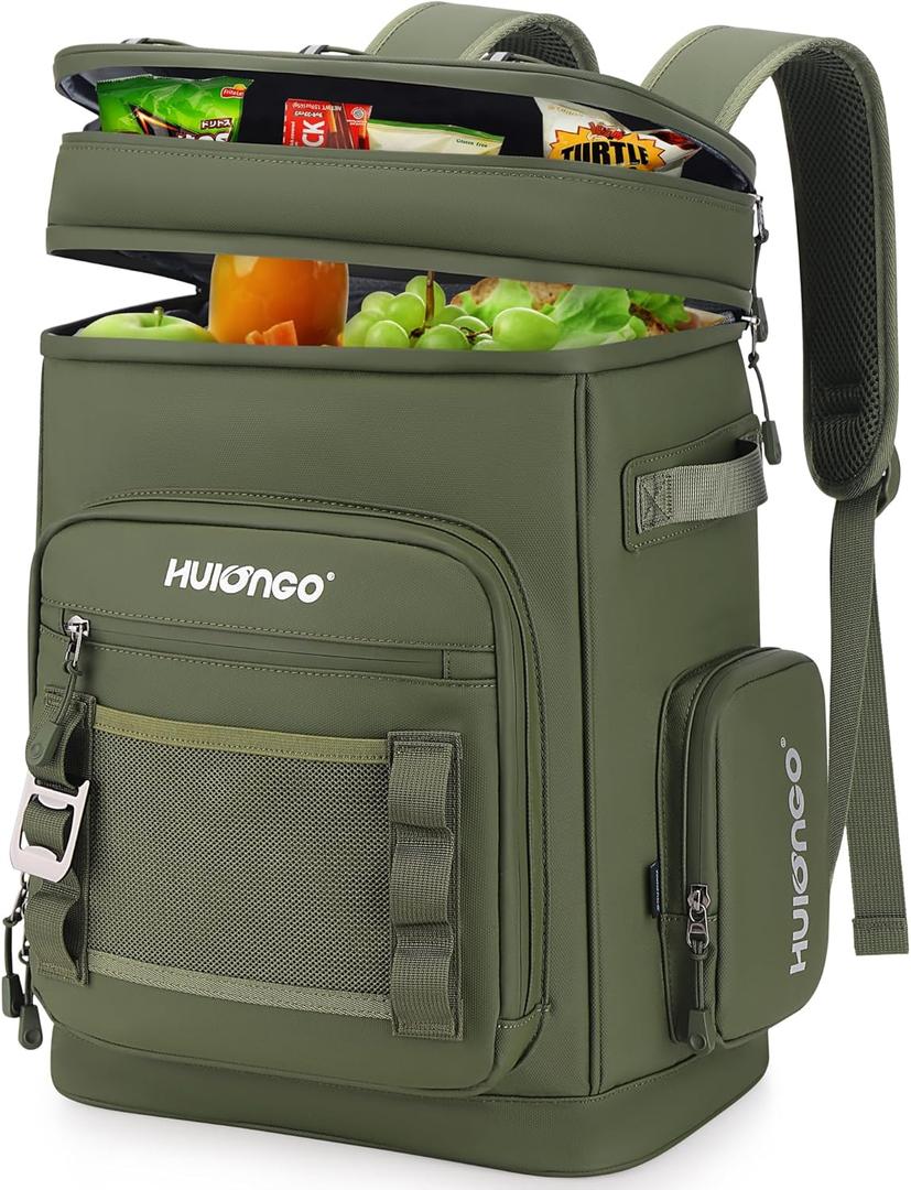 Large Waterproof Insulated Cooler Backpack for Men & Women, Leak Proof Cooler Backpack for Camping, Beach, Fishing, Picnic, Travel, Outdoor, 30L, 48Cans (green)