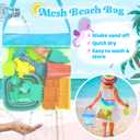 Collapsible Beach Toys for Kids Toddlers, Collapsible Sand Bucket and Shovels Set with Mesh Bag,Travel Sand Castle Building Kit, Sandbox Toys, Foldable Beach Essentials for Toddlers Kids Age 3-10