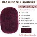 Xtrend 8 Inch 3 Bundles 90 Gram Red Afro Kinky Bulk Human Hair For Dreadlocks Extensions Loc Repair Dreadlock Twist Braiding Kinky Bulk 100% Human Hair For Micro Twist Braiding