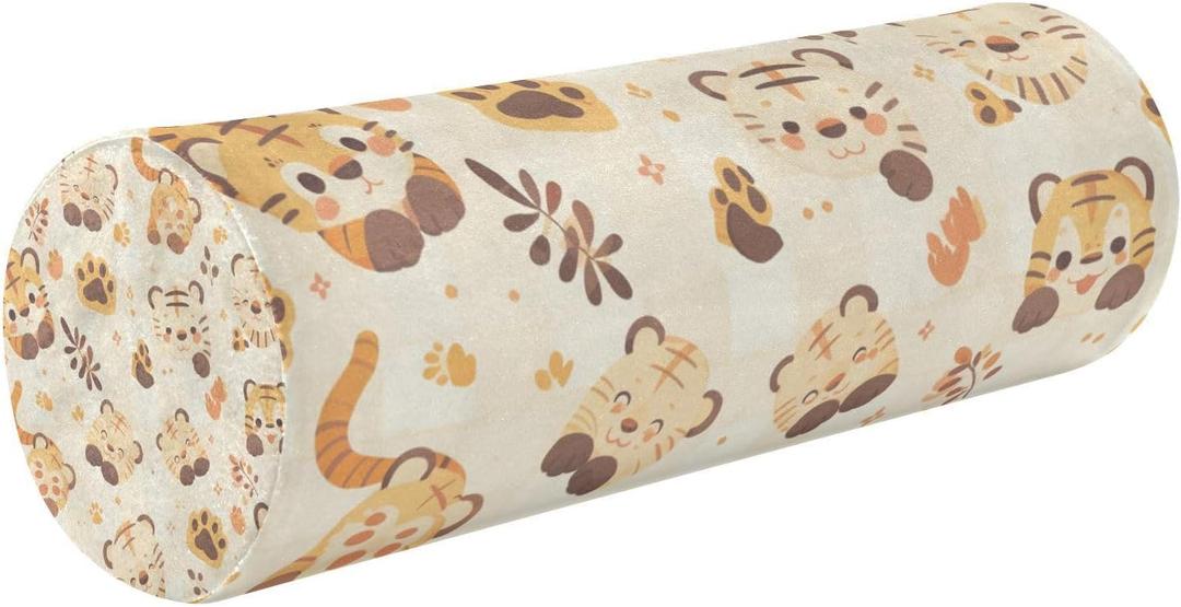 Kigai Cute Tigers Cervical Pillow for Neck Pain Relief Neck Roll Memory Foam Bolster Pillow for Legs Bed Head Back Sleeping Support