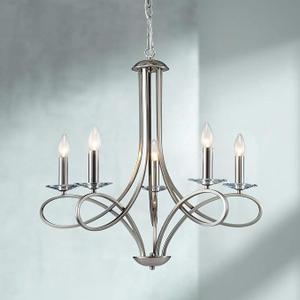 Saint Mossi 5-Lights Nickel Plated Modern Chandelier Light Fixture, Modern Pendant Light Fixture Contemporary Chandelier for Bedroom, Living Room, Dining Room,H17 xD27,Chain Adjustable