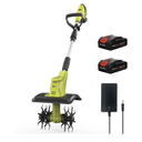 20V Cordless Tiller Cultivator with 48 Steel Tines, 9-inch Wide Battery Powered Garden Cultivator, Mini Tiller for Lawn/Gardening/Soil Cultivation(2*2Ah Battery and Fast Charger Included)