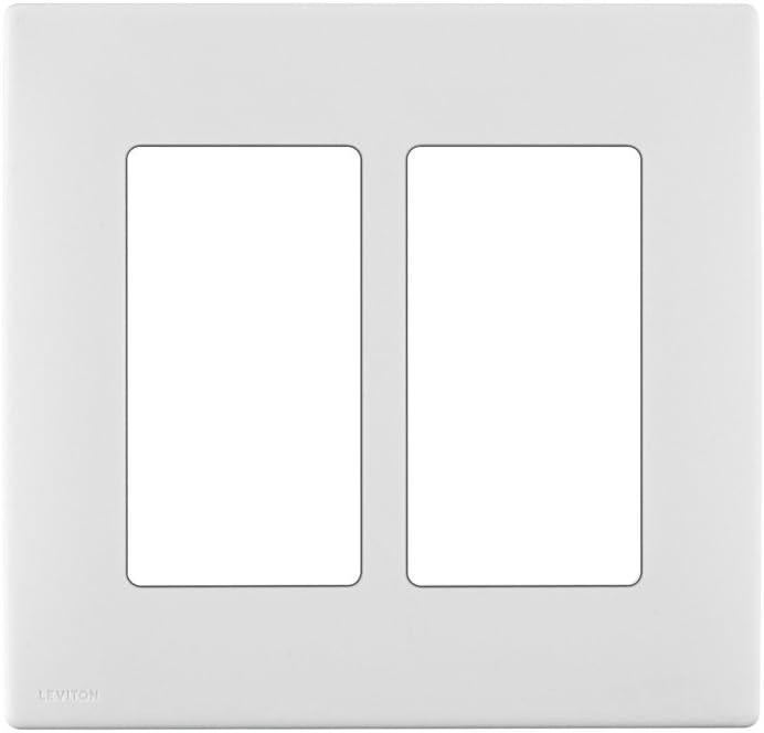Leviton Renu Two-Gang Screwless Snap-On Wallplate, REWP2-WW, White on White Leviton Renu Two-Gang Screwless Snap-On Wallplate, REWP2-WW, White on White