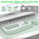 Wireless Keyboard and Mouse Combo,2.4G Full Size Wave Keys Ergonomic Keyboard with Wrist Rest for Natural Typing, 3 DPI Adjustable Ergonomic Mouse for Computer/Laptop/Windows/Mac (Avocado Green-A)