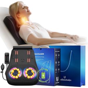 Back Massager with Heat, 4D Kneading Electric Massager for Neck Back Shoulder Leg Pain Relief, Cordless Portable Rechargeable for Home Office Car Use on Couch Bed, Valentines Day Gift for Men Women