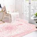 Area Rug 3x5 - Vintage Pink Honeycomb Non Slip Backing Area Rugs Soft Faux Wool Carpet Foldable & Machine Washable Rugs for Living Room Bedroom Dining Room Home Office