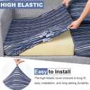 PickyNproud 8Pcs Patio Cushion Covers Stretch Outdoor Couch Cushions Slipcovers Replacement Washable Furniture Protector with Elastic Bottom Sofa Chair Seat Cover, Navy