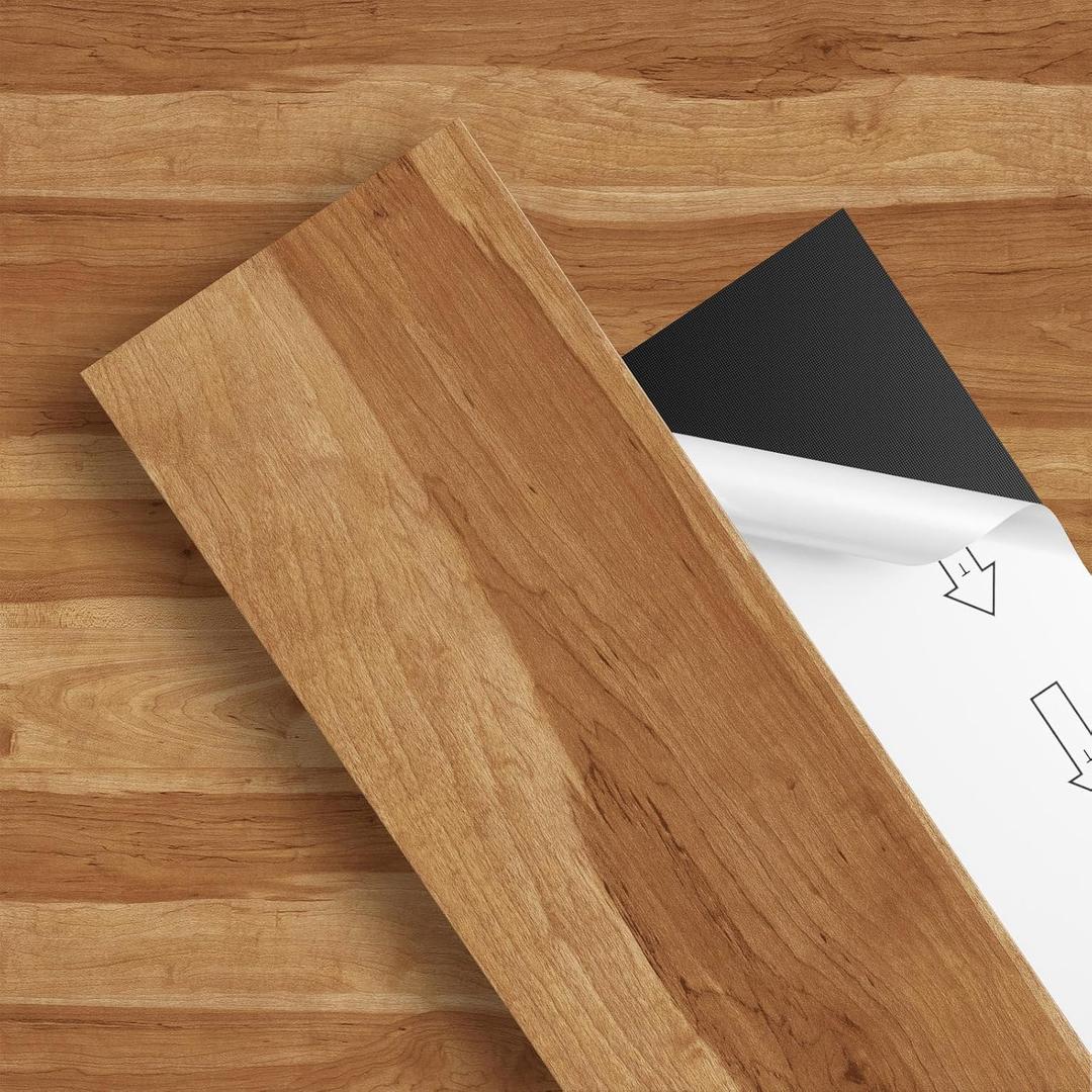 ATOPOSE Wood Texture Peel and Stick Vinyl Floor Planks, 37-Pack 54 Sq.Ft