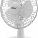 Comfort Zone CZ6D 6" Quiet Portable Indoor 2-Speed Desk Fan with Clip and Fully Adjustable Tilt in White