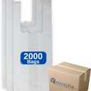 White Unprinted HDPE T-Shirt Bags - 4"x3"x10" - 2000 Bags - 12 microns - White