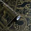 Erfoni 394"x17.7" Vintage Peel and Stick Wallpaper Black and Gold Contact Paper Peel and Stick Removable Animal Pattern Wall Paper DIY Waterproof Self Adhesive Wallpaper for Accent Wall Covering