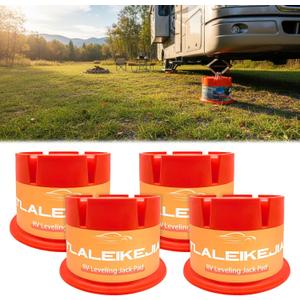 Trailer Jack Block, 6000 lbs Capacity per RV Leveling Block, Polypropylene RV Camper Stabilizer Blocks, RV Travel Accessories Use for Any Tongue Jack, Post, Foot, 5th Wheels, 4 Packs