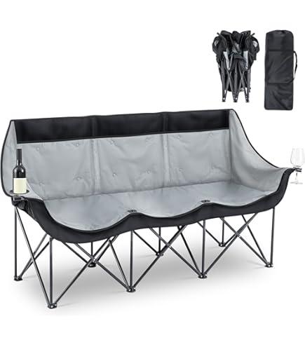 65" Triple Style Tri Camp Chair with Steel Frame and Carry Bag by Trademark Innovations