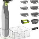 KIONCARE Guards Kit Plus for Philips Norelco OneBlade, 1-6mm Guide Combs, Replacement Body Comb, Protective Cap and Organizer Stand