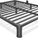 Bilily 6 Inch Low Bed Frame Queen with Round Corner Legs,3500 LBS Heavy Duty Low Profile Queen Bed Frame Metal Platform, No Box Spring Needed, Easy Assembly, Noise-Free, Headboard Compatible,Black